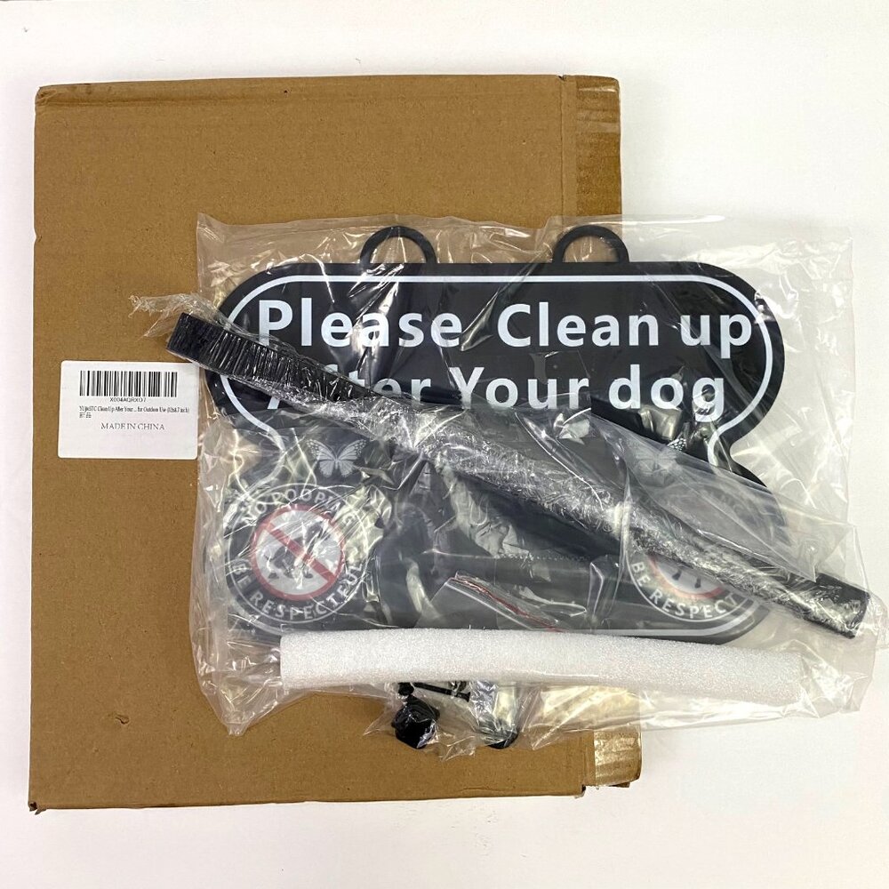 Please Clean Up After Your Dog Black Outdoor Sign with Ground Stake